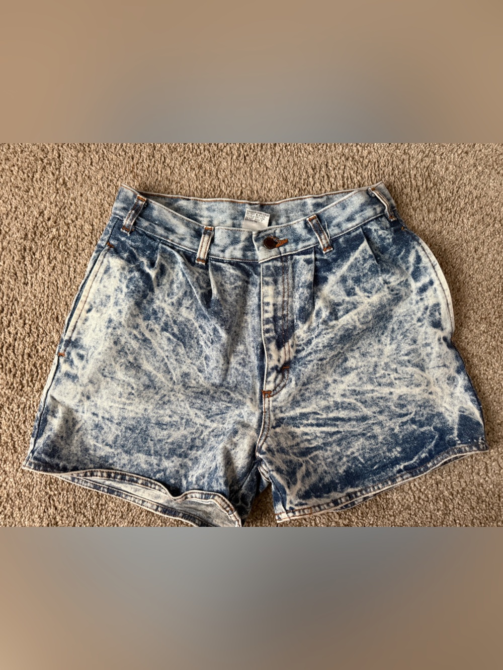 MT Women's Acid-Wash Denim Shorts - Blue & White